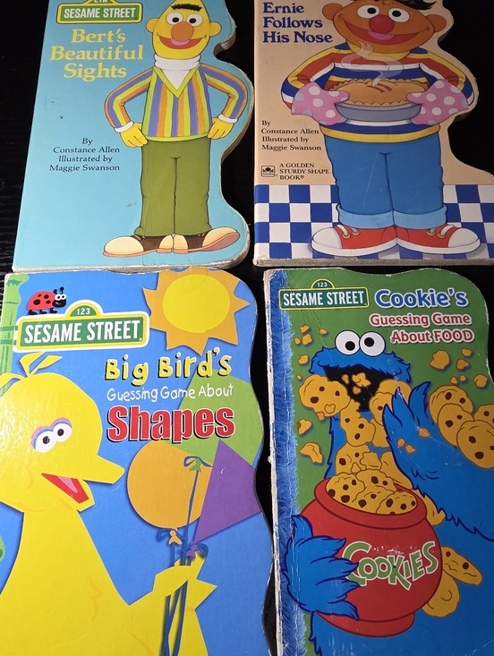 Sesame Street Other - 4 Sesame Street Board Books Bert Ernie Big Bird Cookie Monster Shapes Learning